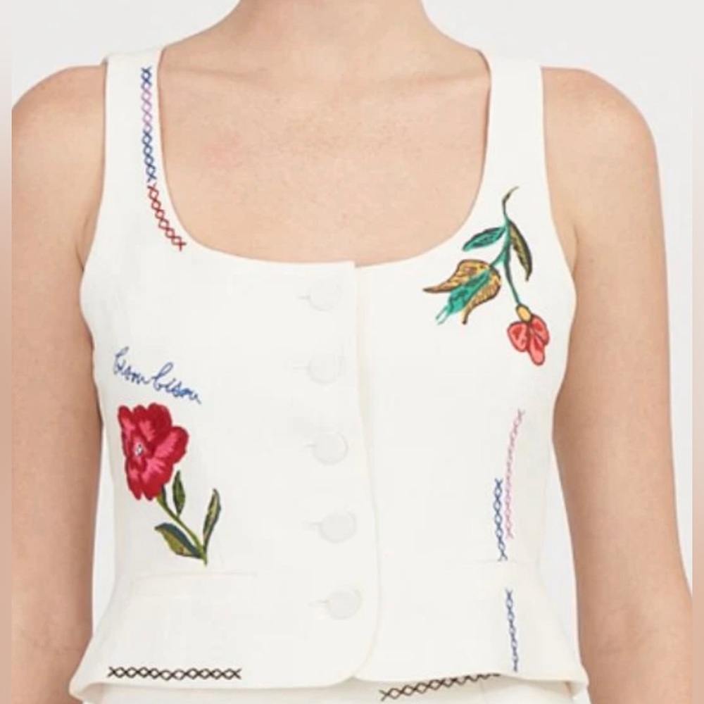Cinq à Sept White Embroidered Top